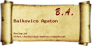 Balkovics Agaton névjegykártya